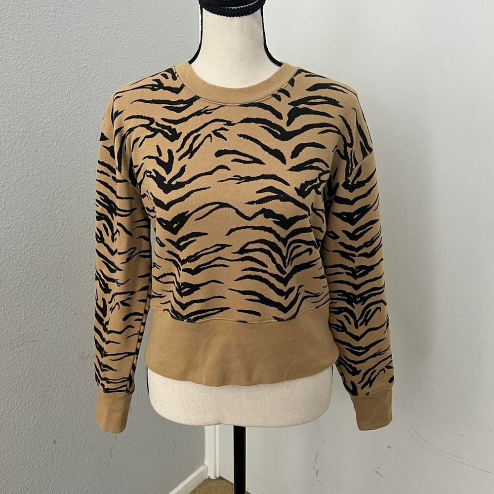 Madewell Tiger Stripe Crop Sweatshirt - Size XS - Picture 2 of 6